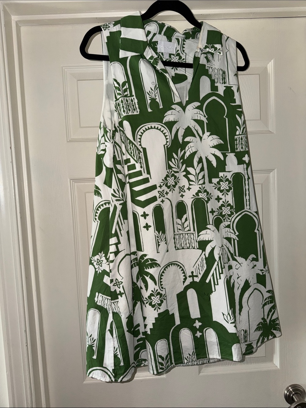 Sugarlips Green and White Printed A-Line Women's Mini Dress